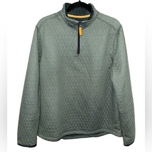 J Crew Women's Jacket Size L Green Authentic Fleece 1/4 Zip Long Sleeve